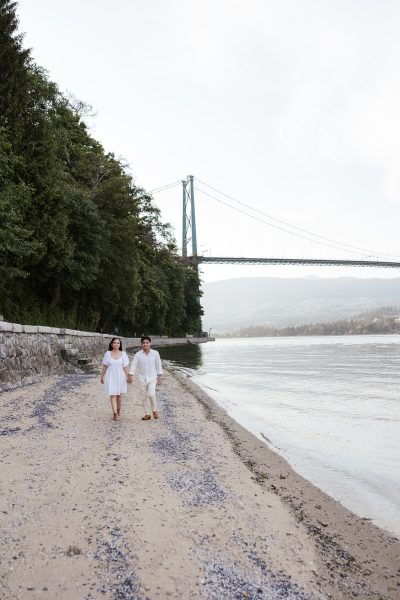 Stanley Park Engagement Couple Beach Photography