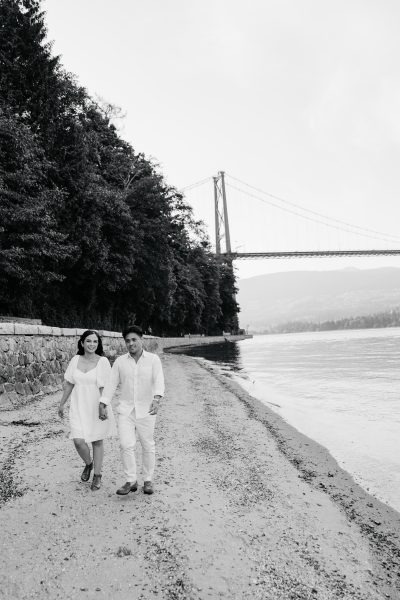 Stanley Park Engagement Couple Beach Photography