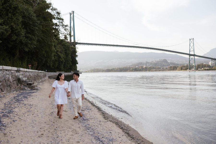 Stanley Park Engagement Couple Beach Photography