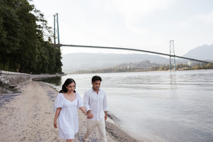 Stanley Park Engagement Couple Beach Photography