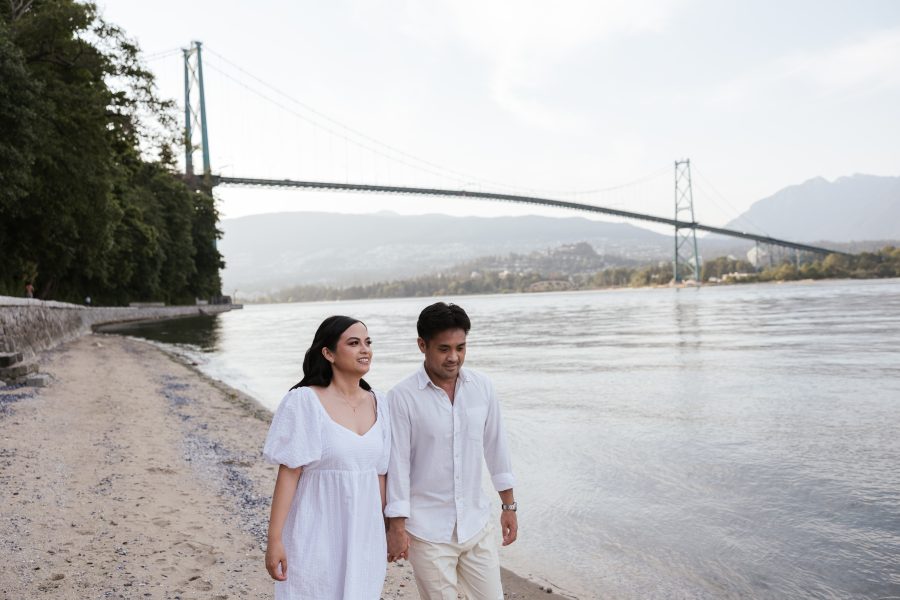 Stanley Park Engagement Couple Beach Photography